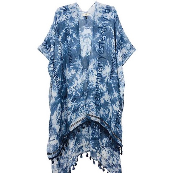 Blue Tie Dye Live Today Tassle-Hem Kimono - Picture 2 of 3